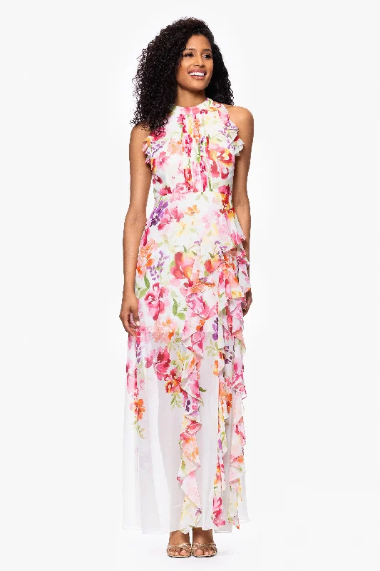 Day dresses with modern details for an updated style-"Macy" Floral Print Chiffon Ruffle Dress Day dresses with modern details for an updated style-"Macy" Floral Print Chiffon Ruffle Dress