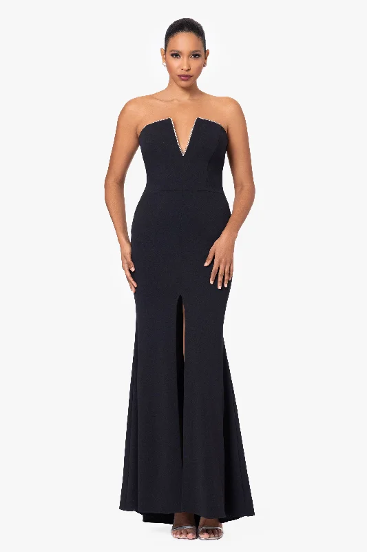 Evening dresses for a cocktail reception-"Raven" Strapless Split V-Neck Floor Length Dress Evening dresses for a cocktail reception-"Raven" Strapless Split V-Neck Floor Length Dress