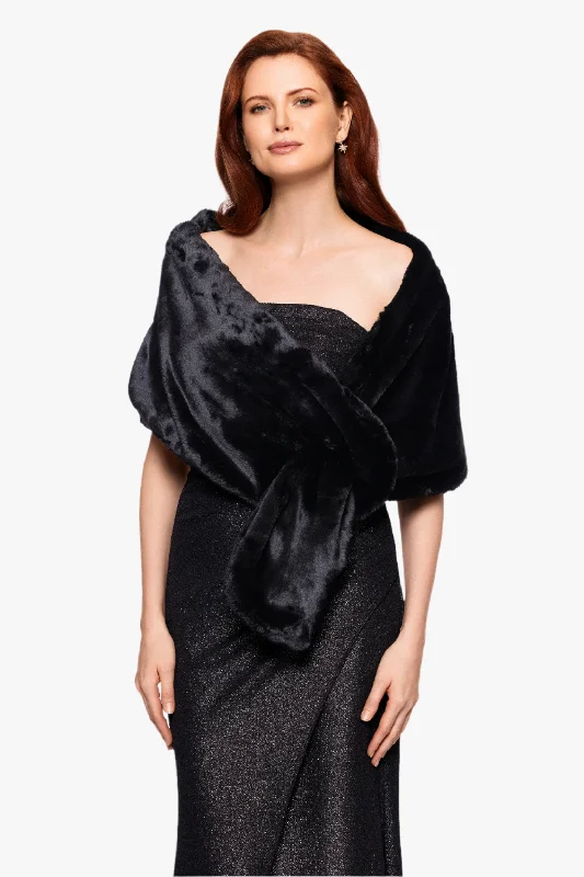 Wedding Guest Dresses with Stripes-"Francine" Faux Fur Shawl Wrap