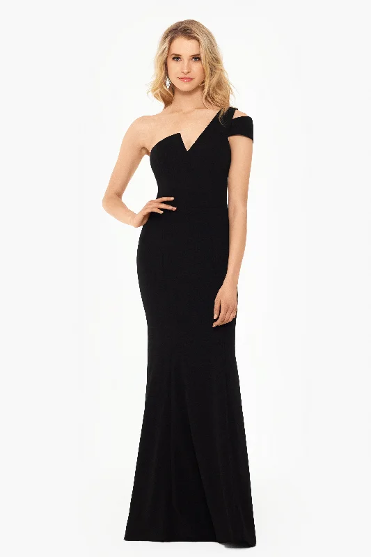 Sustainable silk red carpet gowns eco-conscious events -"Paulina" Cutout One Shoulder Floor Length Gown