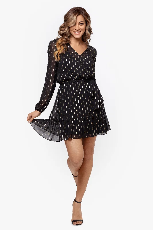 Cocktail Dresses for New Year's Eve-"Lucia" Short Long Sleeve V Neck with Belt Tie Dress Cocktail Dresses for New Year's Eve-"Lucia" Short Long Sleeve V Neck with Belt Tie Dress