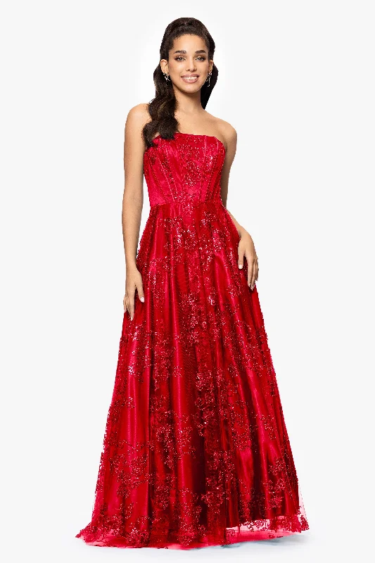 Graduation Dresses for Night Out-Blondie Nites "Tori" Strapless Glitter Mesh Corset Gown Graduation Dresses for Night Out-Blondie Nites "Tori" Strapless Glitter Mesh Corset Gown