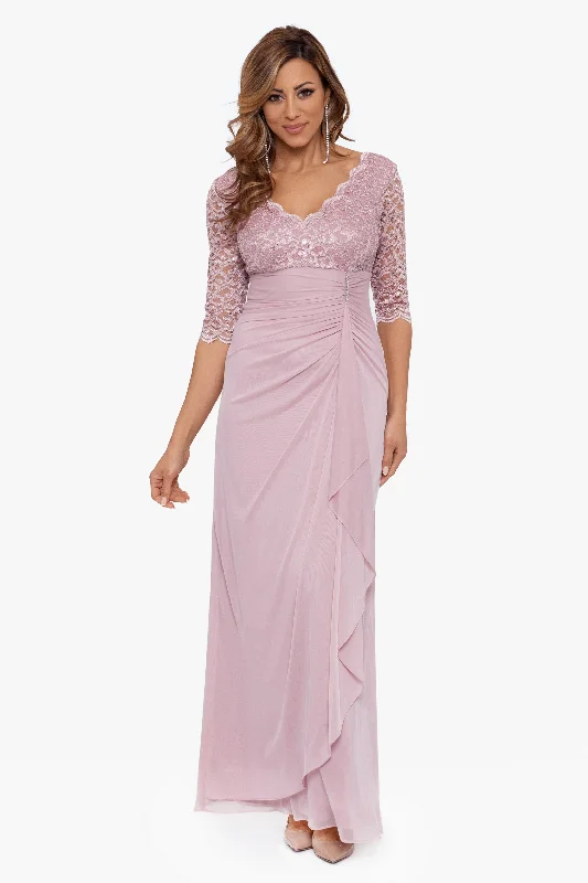 Evening dresses for plus-size women-"Johanna" 3/4 Sleeve Sheer Matte Jersey Long Dress Evening dresses for plus-size women-"Johanna" 3/4 Sleeve Sheer Matte Jersey Long Dress