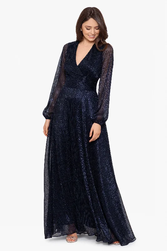 Best evening dresses for a black-tie event-"Reign" Long Sleeve V Neck Metallic Knit Wrap Dress Best evening dresses for a black-tie event-"Reign" Long Sleeve V Neck Metallic Knit Wrap Dress