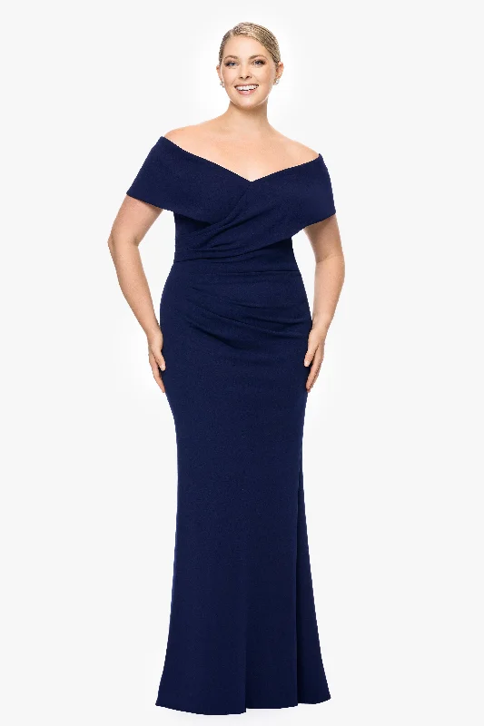 Wedding Guest Dresses with Neon Colors-Plus "Tanya" Long Off the Shoulder Gown