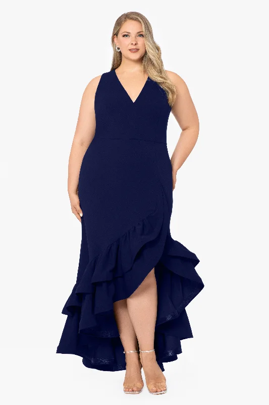 Backless red carpet dresses with built-in support -Plus "Mae" V-Neck Scuba Crepe Dress Backless red carpet dresses with built-in support -Plus "Mae" V-Neck Scuba Crepe Dress