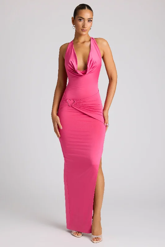 Evening dresses with high-low hems for a trendy look-Multiwear Cowl Neck Wrap Over Evening Gown in Magenta Evening dresses with high-low hems for a trendy look-Multiwear Cowl Neck Wrap Over Evening Gown in Magenta