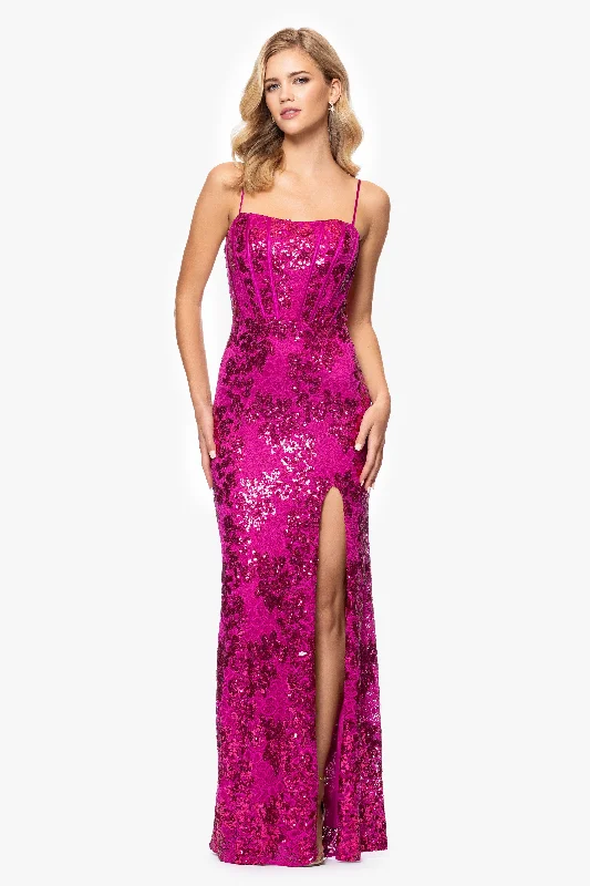 Graduation Dresses for Triathlon Events-Blondie Nites "Annie" Long Sequin Lace Corset Dress Graduation Dresses for Triathlon Events-Blondie Nites "Annie" Long Sequin Lace Corset Dress