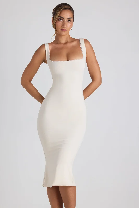 Graduation Dresses for Music Festivals-Modal Lace-Trim Midaxi Dress in Ivory