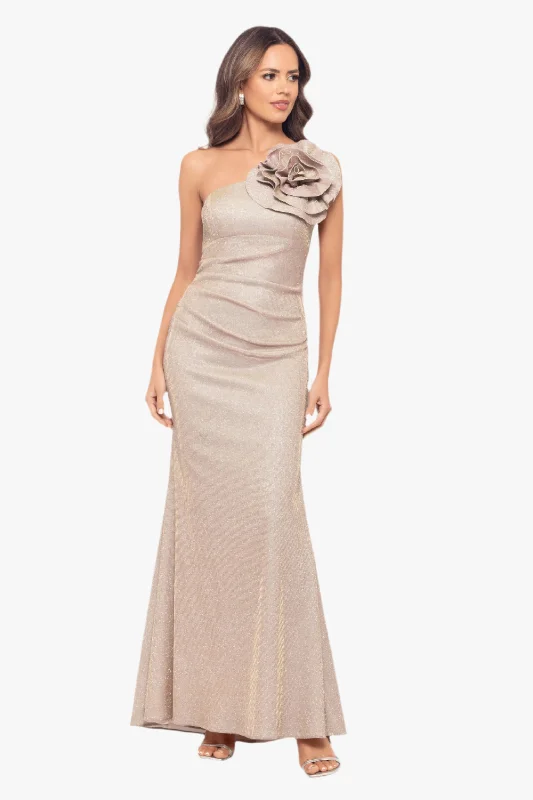 Where to find day dresses that can be dressed up or down-Petite "Phoebe" Galaxy Knit One Shoulder Flower Floor Length Dress Where to find day dresses that can be dressed up or down-Petite "Phoebe" Galaxy Knit One Shoulder Flower Floor Length Dress