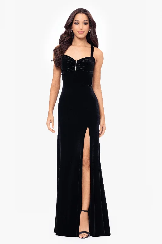 Graduation Dresses with Water-Repellent Coating-Blondie Nites "Astor" Embellished Velvet Floor Length Dress Graduation Dresses with Water-Repellent Coating-Blondie Nites "Astor" Embellished Velvet Floor Length Dress