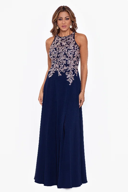 Wedding Guest Dresses for Christmas Events-"Katie" Long Chiffon Beaded Halter Dress Wedding Guest Dresses for Christmas Events-"Katie" Long Chiffon Beaded Halter Dress