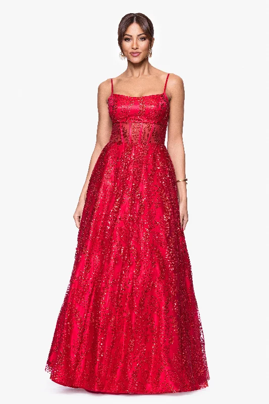 Graduation Dresses with Cardigan-Blondie Nites "Mona" Glitter Illusion Lace Up Floor Length Dress Graduation Dresses with Cardigan-Blondie Nites "Mona" Glitter Illusion Lace Up Floor Length Dress