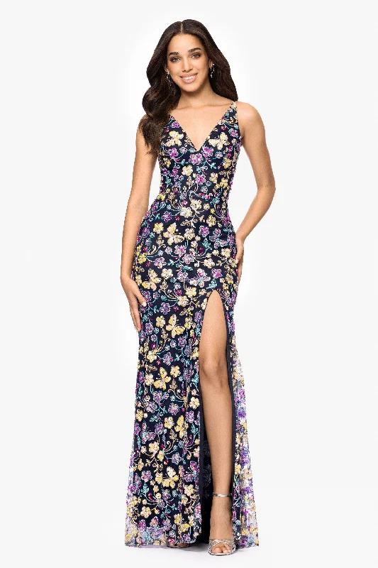 Graduation Dresses for Travel-Blondie Nites "Carmen" Sequin Pattern V-Neck Floor Length Dress Graduation Dresses for Travel-Blondie Nites "Carmen" Sequin Pattern V-Neck Floor Length Dress