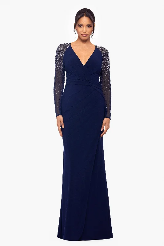 How to choose the perfect evening dress for your body type-"Anna" Long Jersey Knit Embellished Sleeve Dress How to choose the perfect evening dress for your body type-"Anna" Long Jersey Knit Embellished Sleeve Dress