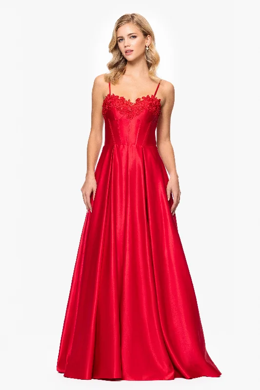 Graduation Dresses with Fleece Lining-Blondie Nites "Hope" Long Spaghetti Strap Corset Applique Gown Graduation Dresses with Fleece Lining-Blondie Nites "Hope" Long Spaghetti Strap Corset Applique Gown