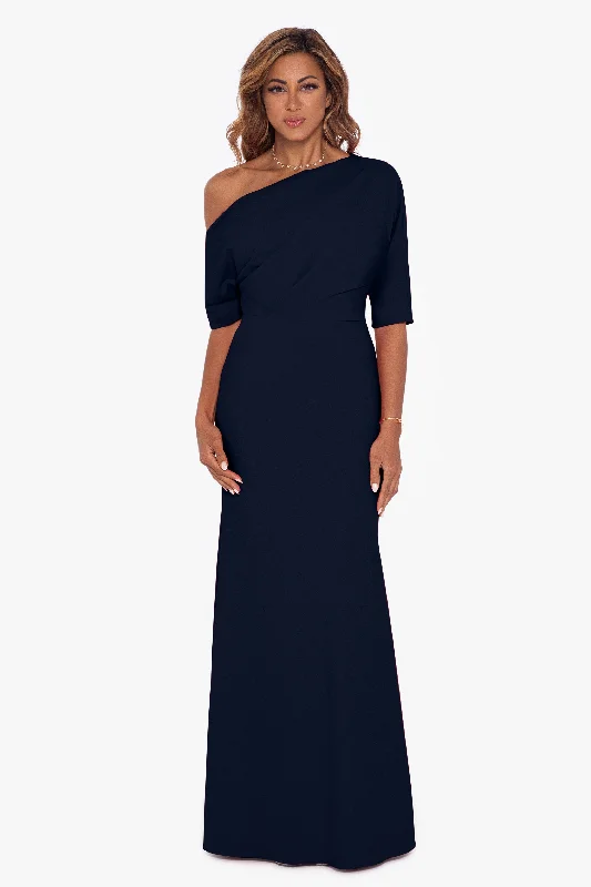 Evening dresses for a glamorous, star-studded event-"Madeline" Long Scuba Crepe Off the Shoulder Drop Dress Evening dresses for a glamorous, star-studded event-"Madeline" Long Scuba Crepe Off the Shoulder Drop Dress