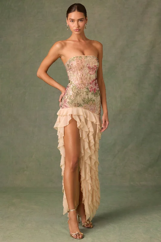 How to choose a color for your evening dress-Embellished Ruffle-Trim Strapless Gown in Rose Hotfix How to choose a color for your evening dress-Embellished Ruffle-Trim Strapless Gown in Rose Hotfix