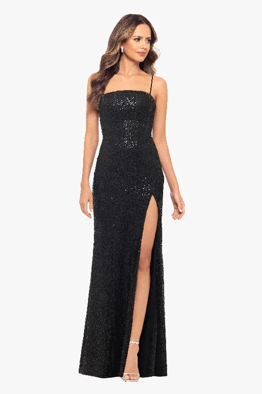Mini Graduation Dresses-Blondie Nites "Jenée" Long Corset Sequin Dress