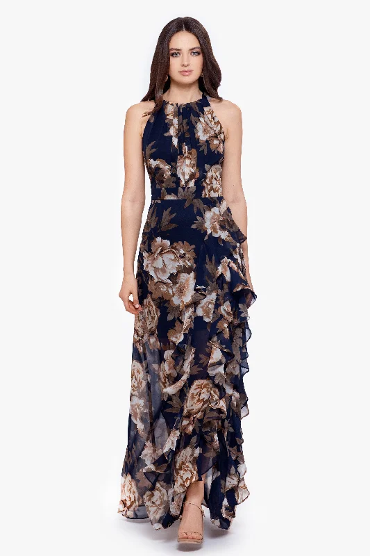 Day dresses for a casual walk in the park-"Karla" Long Chiffon Print Dress