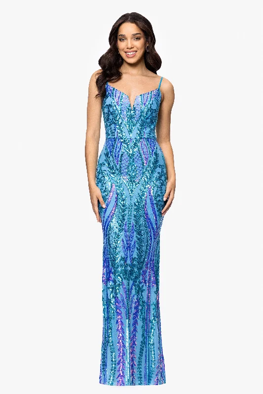 Graduation Dresses with Breathable Mesh-Blondie Nites "Julia" Spaghetti Strap Floor Length Sequin Dress Graduation Dresses with Breathable Mesh-Blondie Nites "Julia" Spaghetti Strap Floor Length Sequin Dress