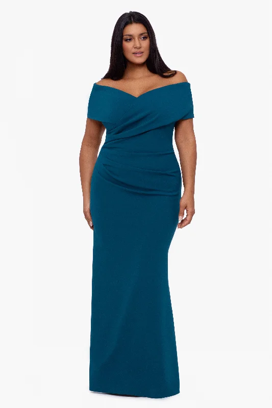 Evening dresses for an elegant ballroom event-Plus "Tanya" Long Off the Shoulder Gown Evening dresses for an elegant ballroom event-Plus "Tanya" Long Off the Shoulder Gown