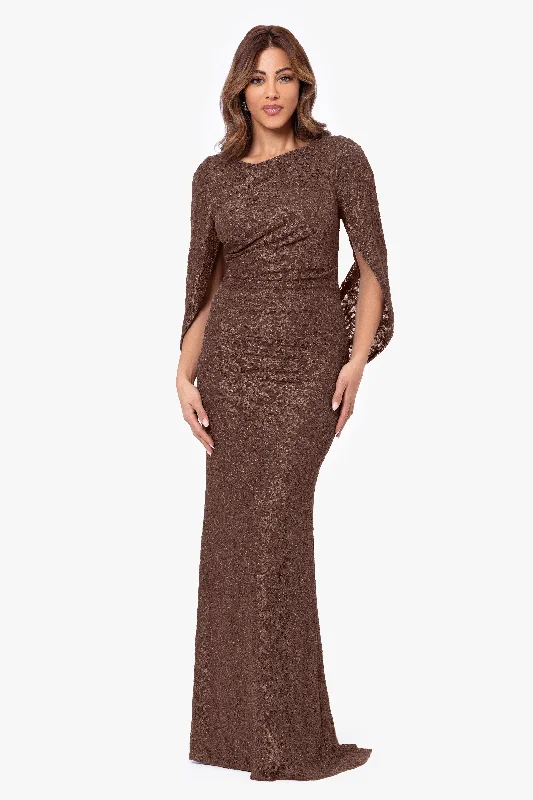How to choose the right evening dress color-"Gina" Glitter Lace Cape Back Gown