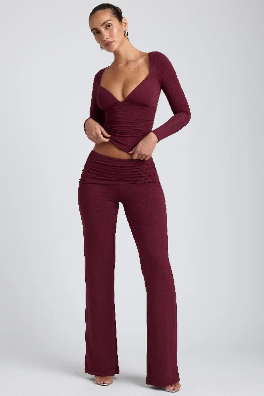Birthday dresses with a strapless design for a bold look-Modal Mid-Rise Straight-Leg Trousers in Plum Birthday dresses with a strapless design for a bold look-Modal Mid-Rise Straight-Leg Trousers in Plum