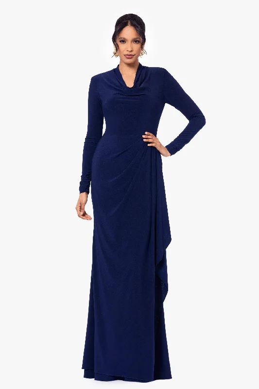 Evening dresses for an unforgettable wedding guest appearance-"Renee" Long Sleeve Jersey Knit V-Neck Dress Evening dresses for an unforgettable wedding guest appearance-"Renee" Long Sleeve Jersey Knit V-Neck Dress
