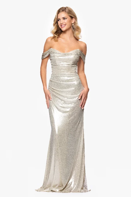 Backless Graduation Dresses-"Tori" Glitter Knit Off The Shoulder Floor Length Dress Backless Graduation Dresses-"Tori" Glitter Knit Off The Shoulder Floor Length Dress