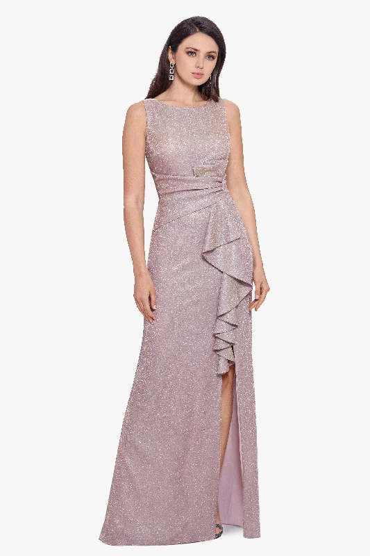 Wedding Guest Dresses with Button Closure-"Serene" Long Galaxy Glitter Dress