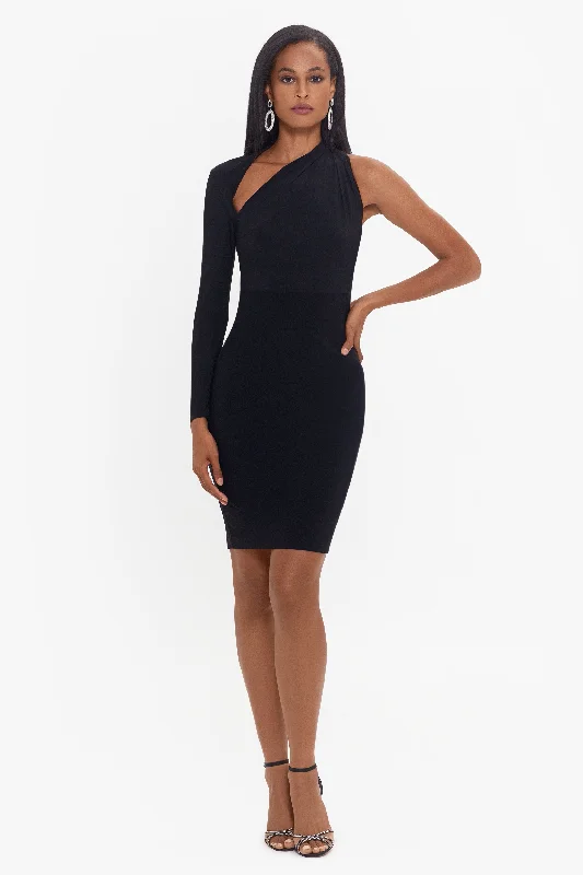 Cocktail Dresses with Organic Cotton-"Delaney" Short One Sleeve Cutout Dress