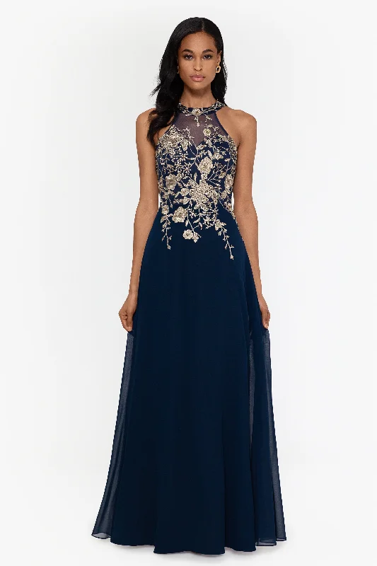 How to walk confidently in a mermaid-style red carpet dress -"Celeste" Long Embroidered Chiffon Gown How to walk confidently in a mermaid-style red carpet dress -"Celeste" Long Embroidered Chiffon Gown