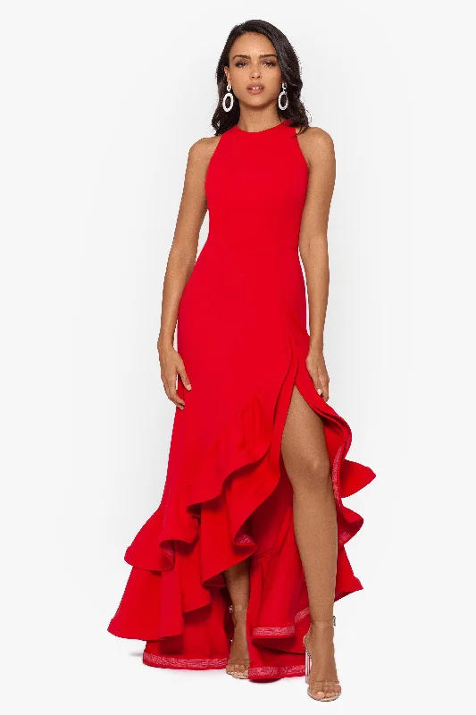 Where to buy birthday dresses with fun and flirty details-Petite "Arielle" Ruffle Tier Scuba Crepe Dress Where to buy birthday dresses with fun and flirty details-Petite "Arielle" Ruffle Tier Scuba Crepe Dress