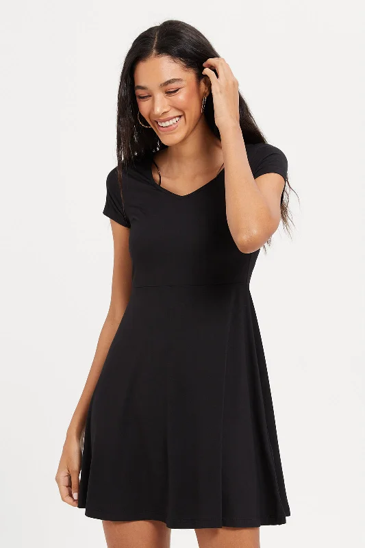 Women Black A Line Dress