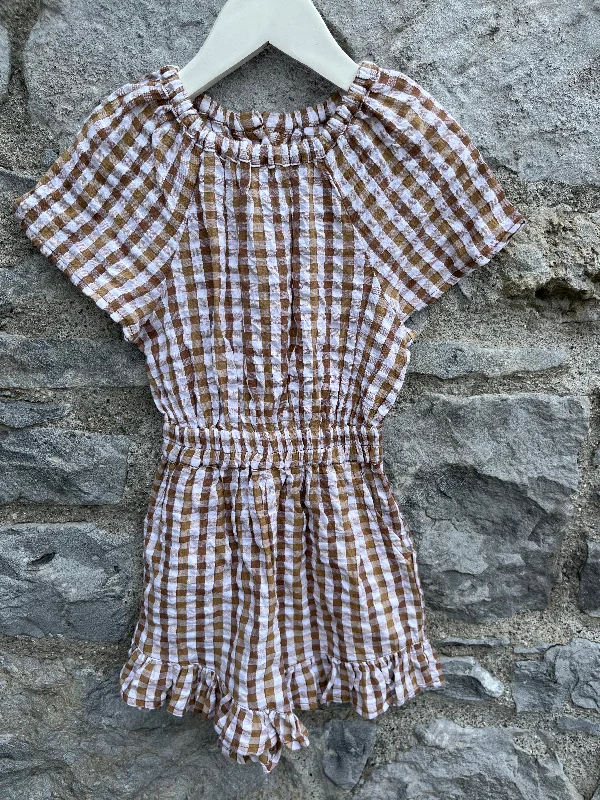 Brown gingham jumpsuit    3-4y (98-104cm)