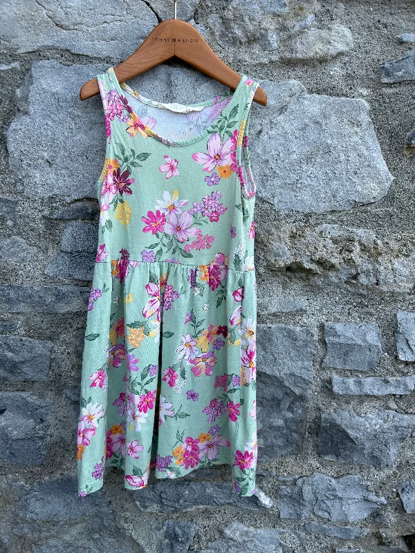 Green floral dress  5y (110cm)