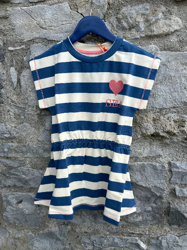 Love Sea blue stripy dress  3y (98cm)