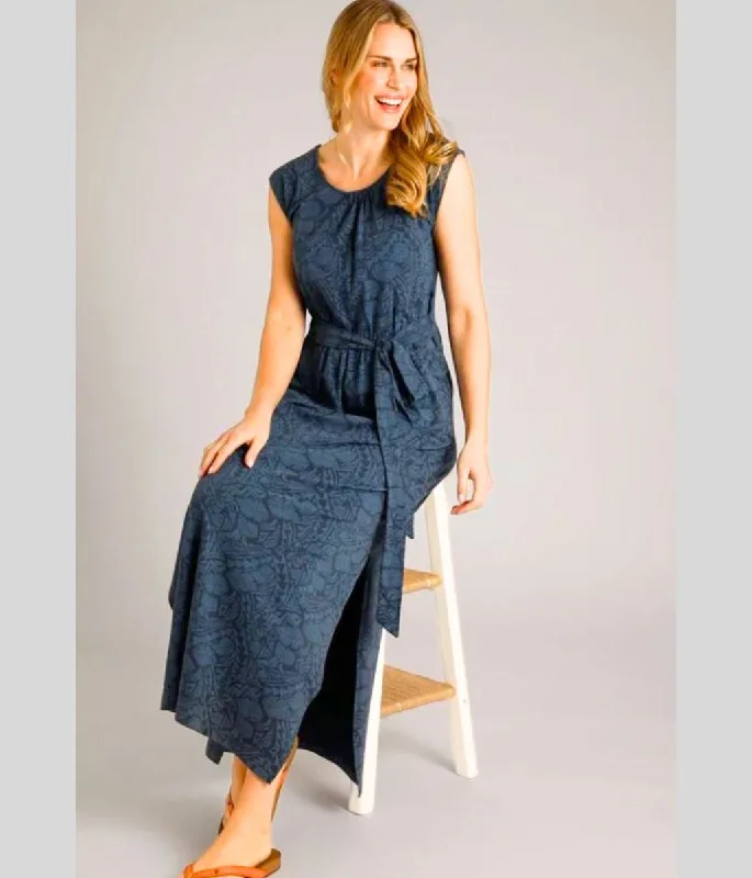 Navy Galia Print Jersey Maxi Dress