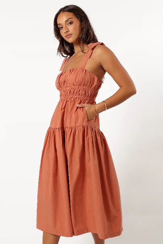 Ninah Midi Dress - Terracotta