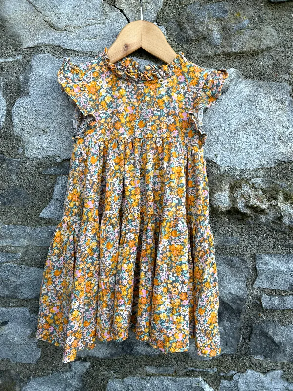 Orange flowers dress   2-3y (92-98cm)