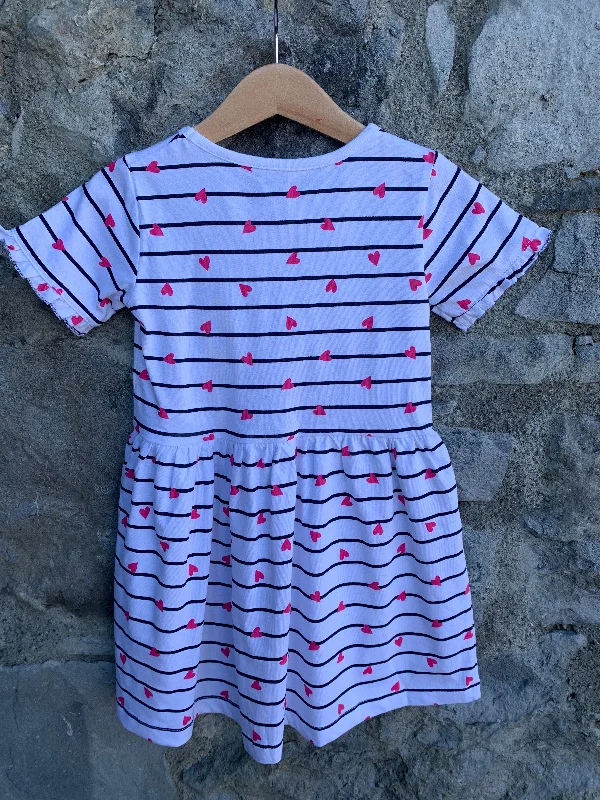 Stripy dress with hearts   2-3y (92-98cm)