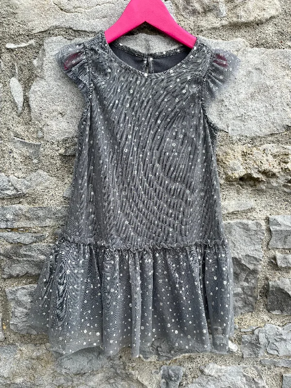 Grey glitter dots dress  6-7y (116-122cm)