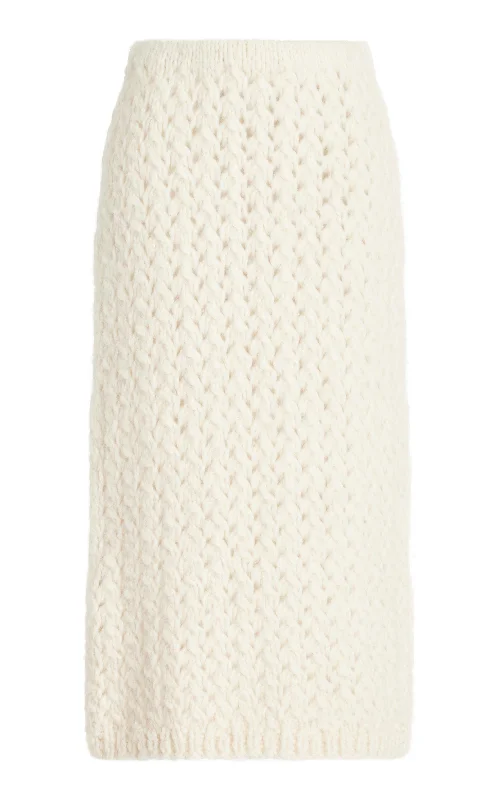 Collin Knit Midi Skirt in Ivory Welfat Cashmere