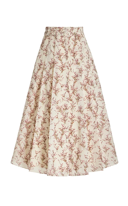 Dugald Pleated Midi Skirt in Ivory Multi Wool