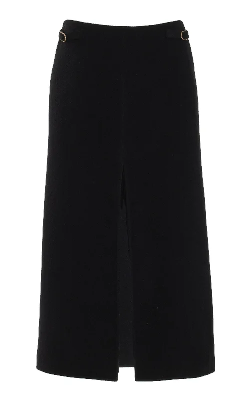 Morelos Midi Skirt in Black Double-Face Recycled Cashmere