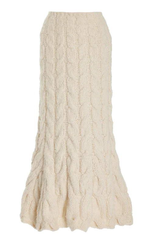 Sienna Knit Maxi Skirt in Ivory Welfat Cashmere