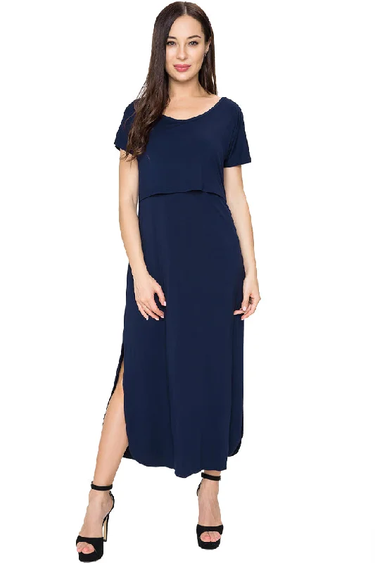 Smallshow Short Sleeve Nursing Maxi Dresses