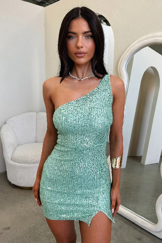 Bethany Mini Dress - Sage Sequin