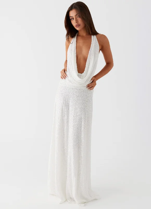 Elysia Sequin Maxi Dress - White